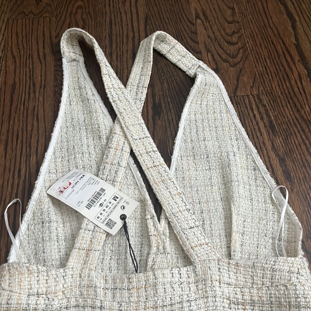 Zara Cream Tweed Dress with Gold Buttons - Picture 7 of 10